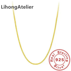New 925 Sterling Silver Necklace 1mm Box Venetian Necklace Gold Plating Suitable For alternate view