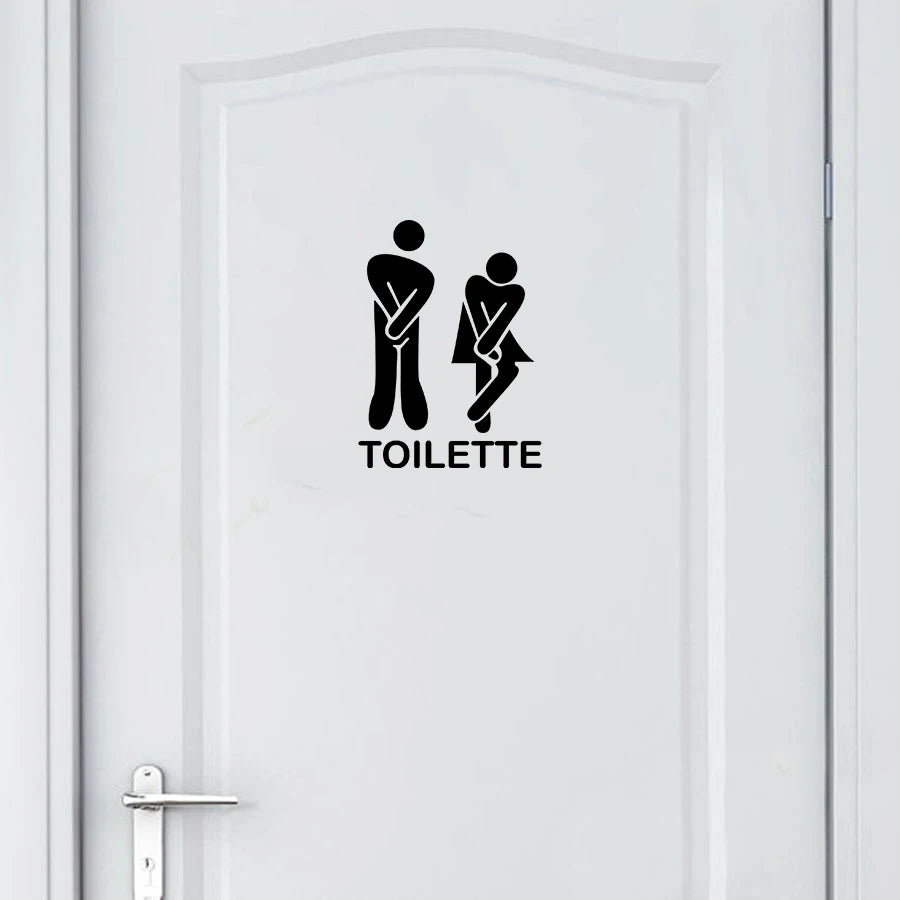 French Bathroom Toilet Sign Vinyl Sticker Decal | WC Entrance Sign Door Decal for Fra alternate view