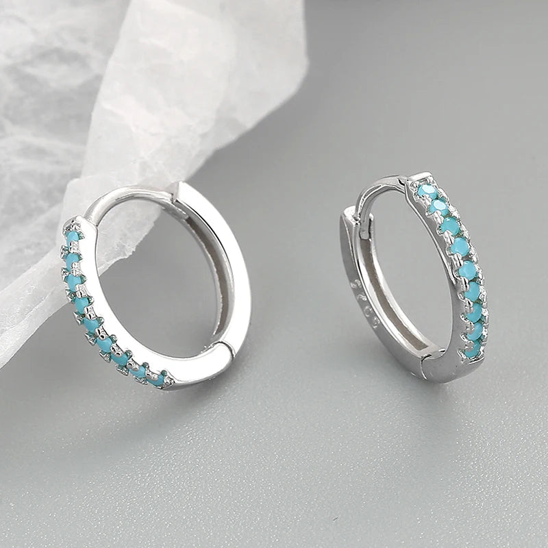 ANENJERY CZ Zircon Circle Hoop Earrings for Women Men Punk Trendy Party Accessories Fash detail view