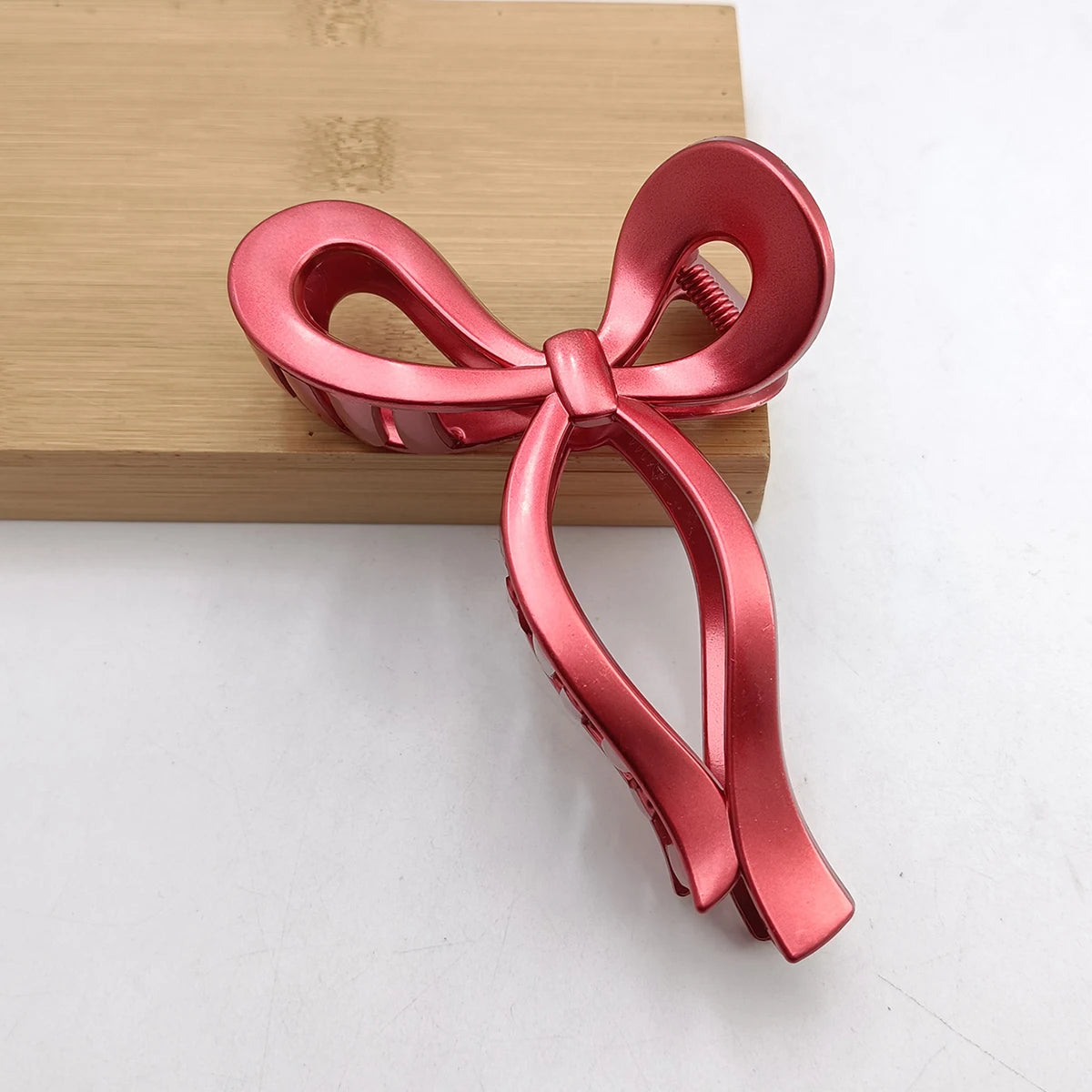 13cm New Elegant Metallic Color Ribbon Bow Hair Clip for Women Large Anti Slip Ponytail Claw Clip Hairpins Crab Hair Accessories