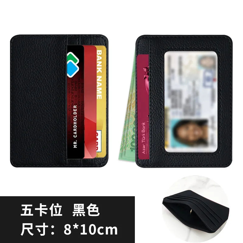 Thin PU Leather Mini Wallet | Slim Credit Card Holder for Men detail view