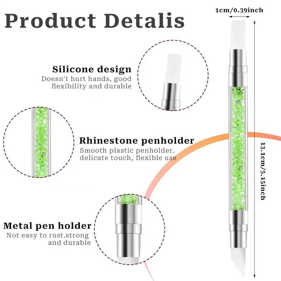 1/5 Pcs Silicone Nail Tools Dual Tipped Nail Art Sculpture Pen Rhinestone Nail Polish alternate view