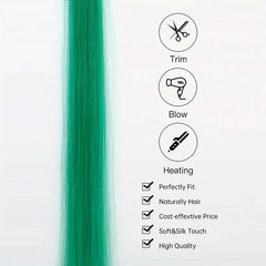 22 Inch Ombre Rainbow Clip In Hair Extensions | 5 Pcs Heat Resistant Synthetic Hairpiece detail view