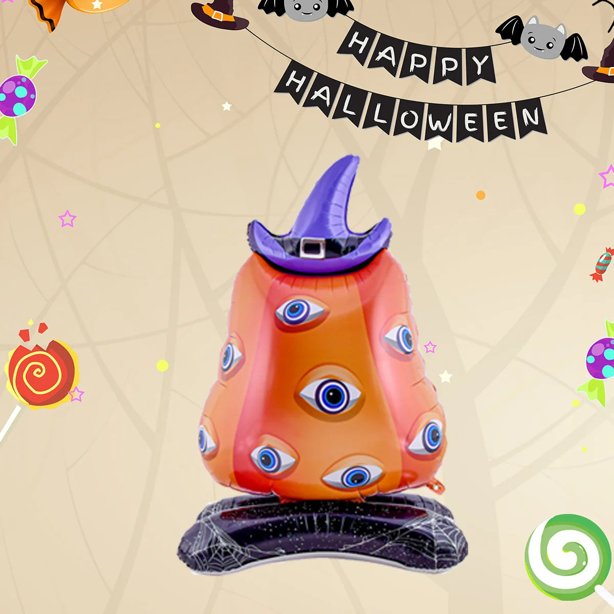 Stand Pedestal Halloween Party Balloons Ghost Skull Pumpkin Tree Wizard Shape Balloon close-up view