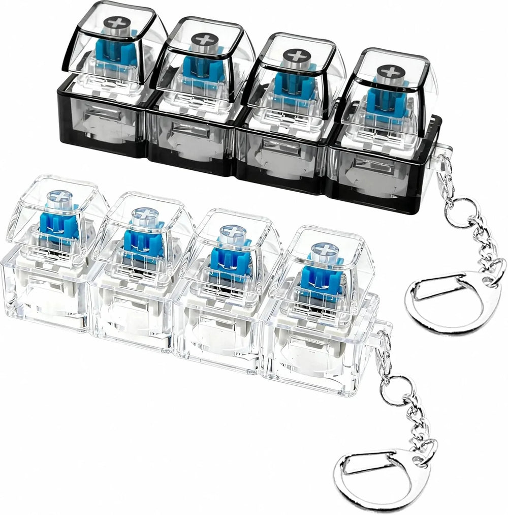 LED Light-Up Keychain Keyboard Clickable Button Fidget Toy for Stress Anxiety Relief Por detail view