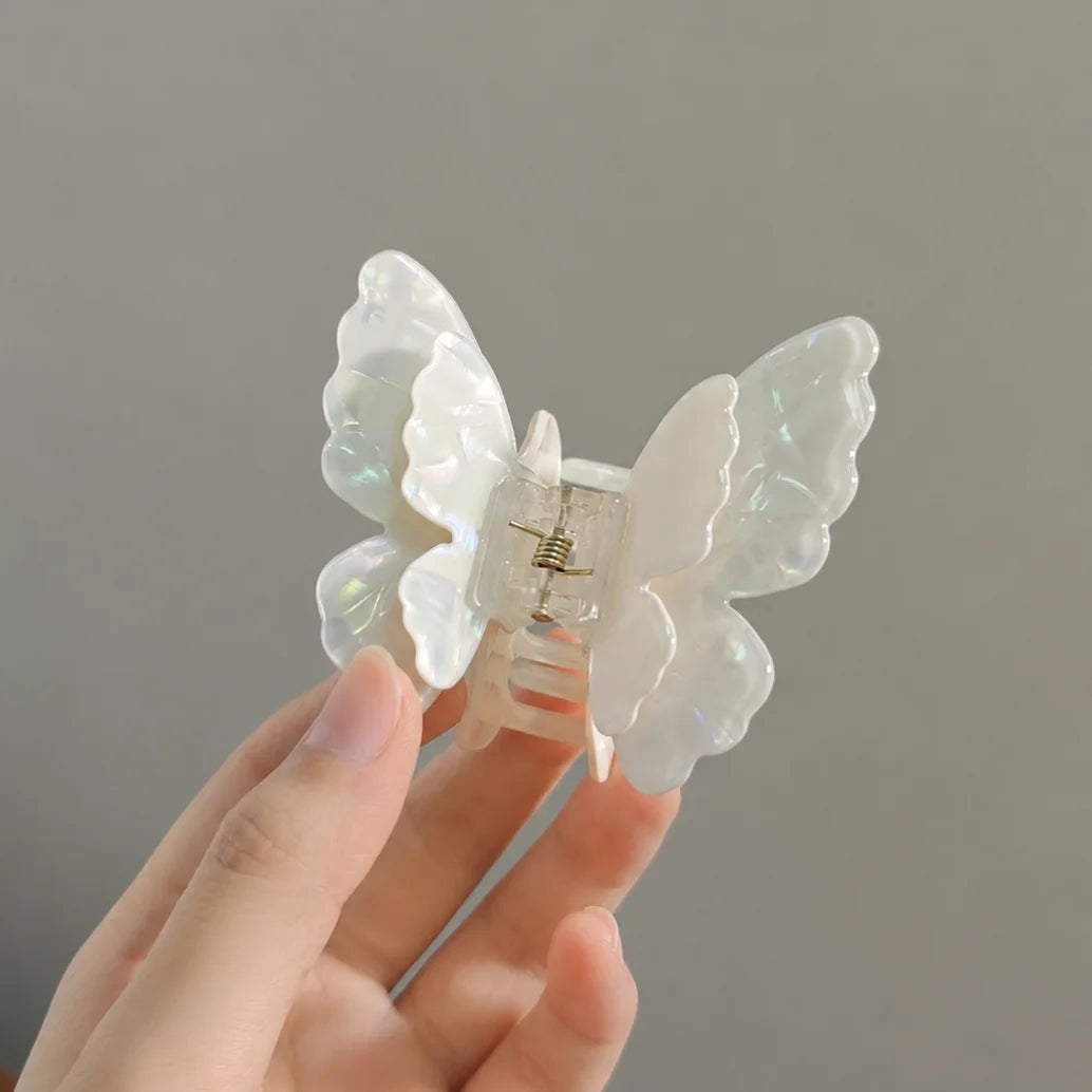 JIVELA Acetate Butterfly Hair Claw Clip Iridescent Mini Jaw Clip for Women Girls Ko additional angle