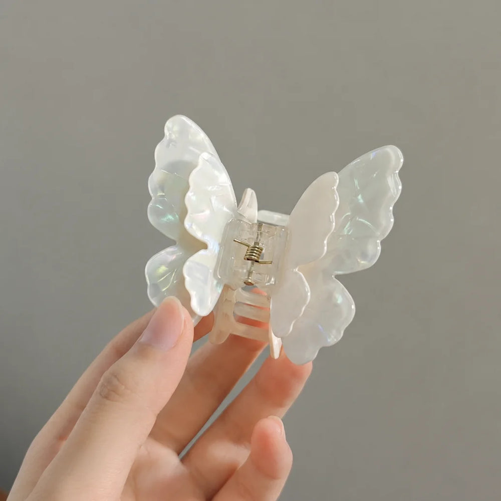 JIVELA Acetate Butterfly Hair Claw Clip Iridescent Mini Jaw Clip for Women Girls Ko additional angle