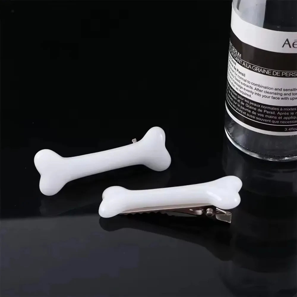 Y2K White Bone Hair Clip Cute Bobby Pins Girl Fashion Dog Bones Hairclips Decoration alternate view