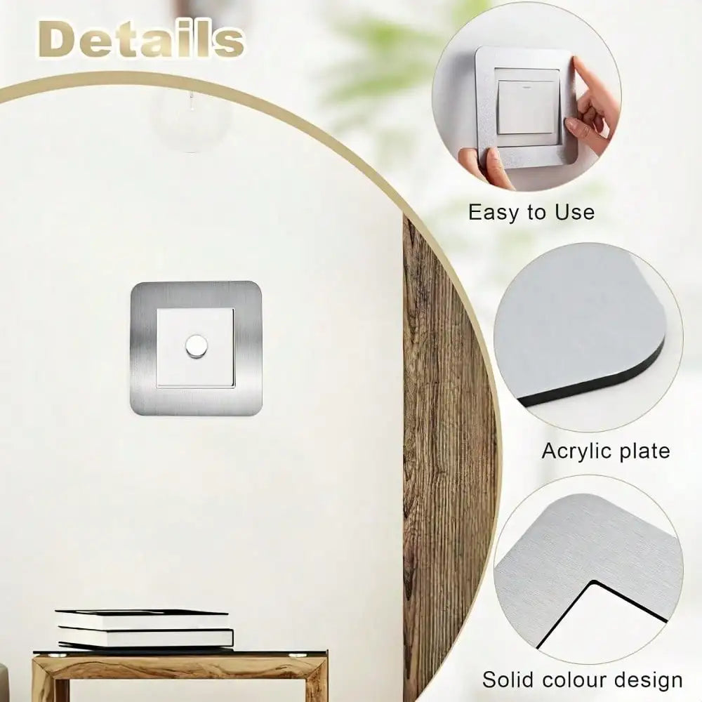 Square Switch Wall Sticker | Pre-stuck Decorative Switch Cover, 14.6x14.6cm close-up view