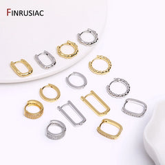 Gold Plated Brass Simple Hoop Earrings High Quality Women Earrings, Inlaid Zircon Trendy Hoop Earrin