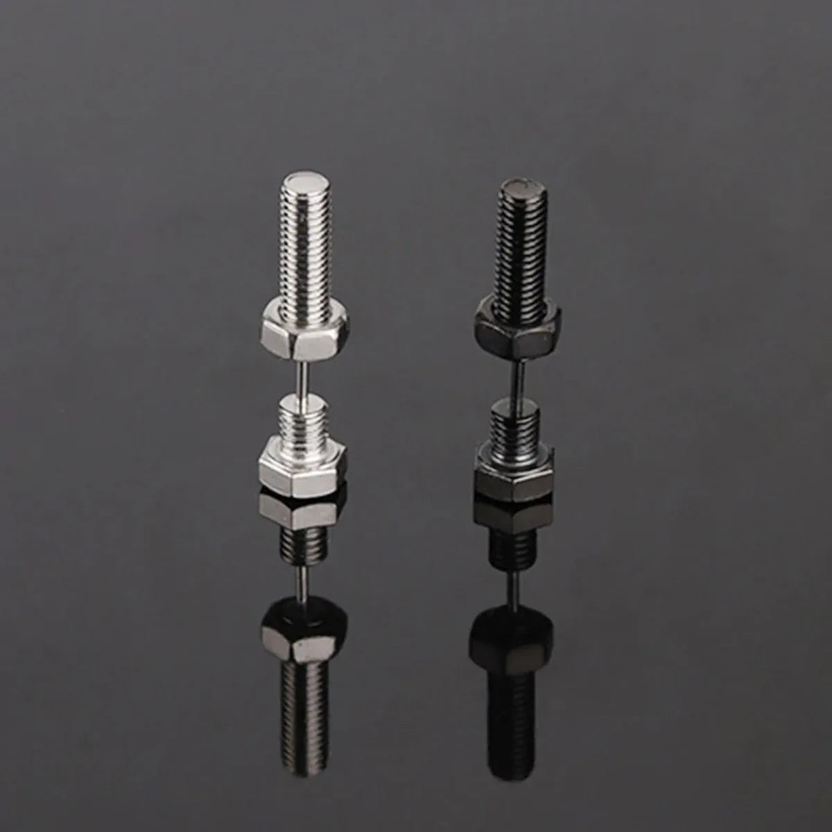 2Pcs Unisex Gothic Punk Rock Stainless Steel Nail Screw Piercing Stud Earrings Novelty R detail view