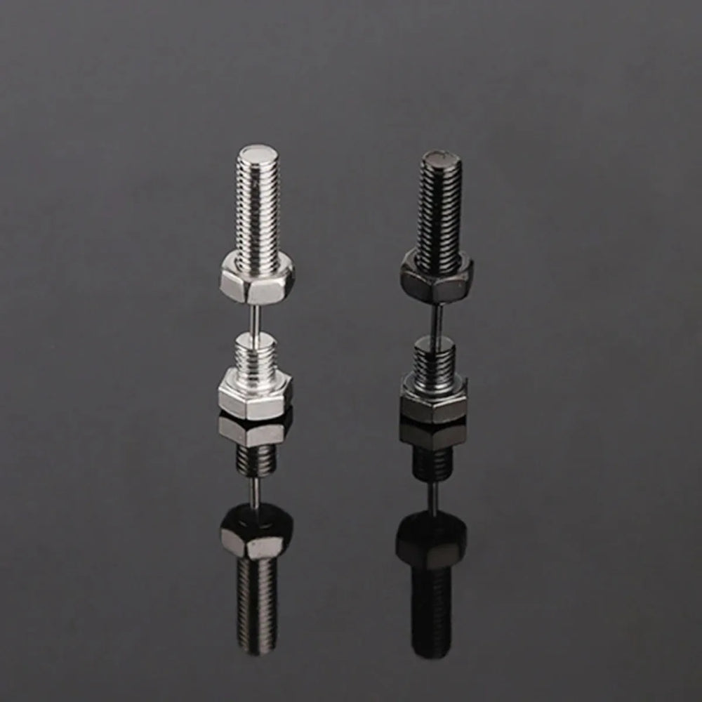 2Pcs Unisex Gothic Punk Rock Stainless Steel Nail Screw Piercing Stud Earrings Novelty R detail view
