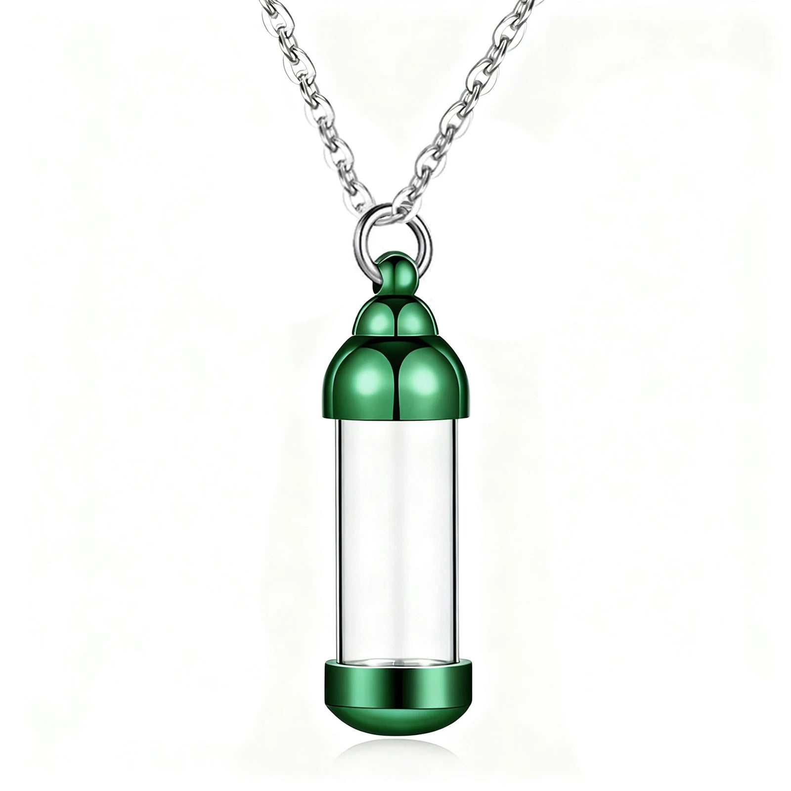 Vial Necklace for Ashes Small Glass Cremation Urn Container That Holds Fur Hair Pet As close-up view