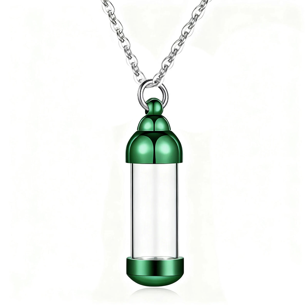 Vial Necklace for Ashes Small Glass Cremation Urn Container That Holds Fur Hair Pet As close-up view