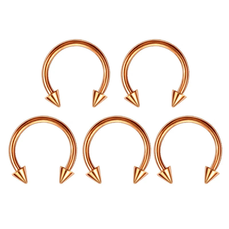 5pc Stainless Steel C Shape Septum Piercing Nose Ring Cartilage Earrings For Women Men B detail view