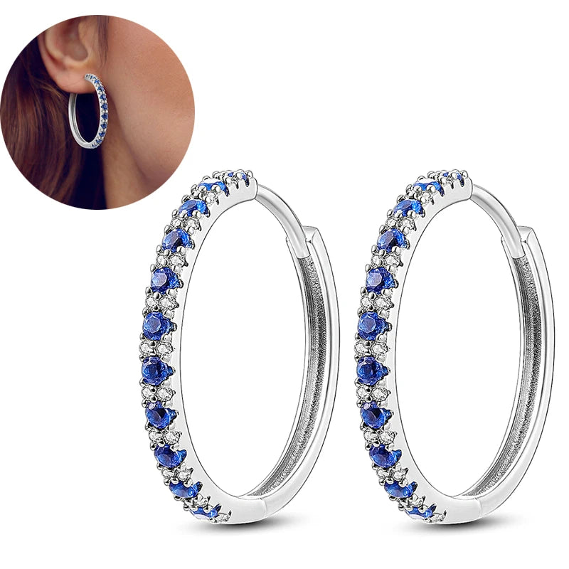 Hot Sale 925 Sterling Silver Heart Earrings Fit Original Charms Hoop Earrings For Women detail view