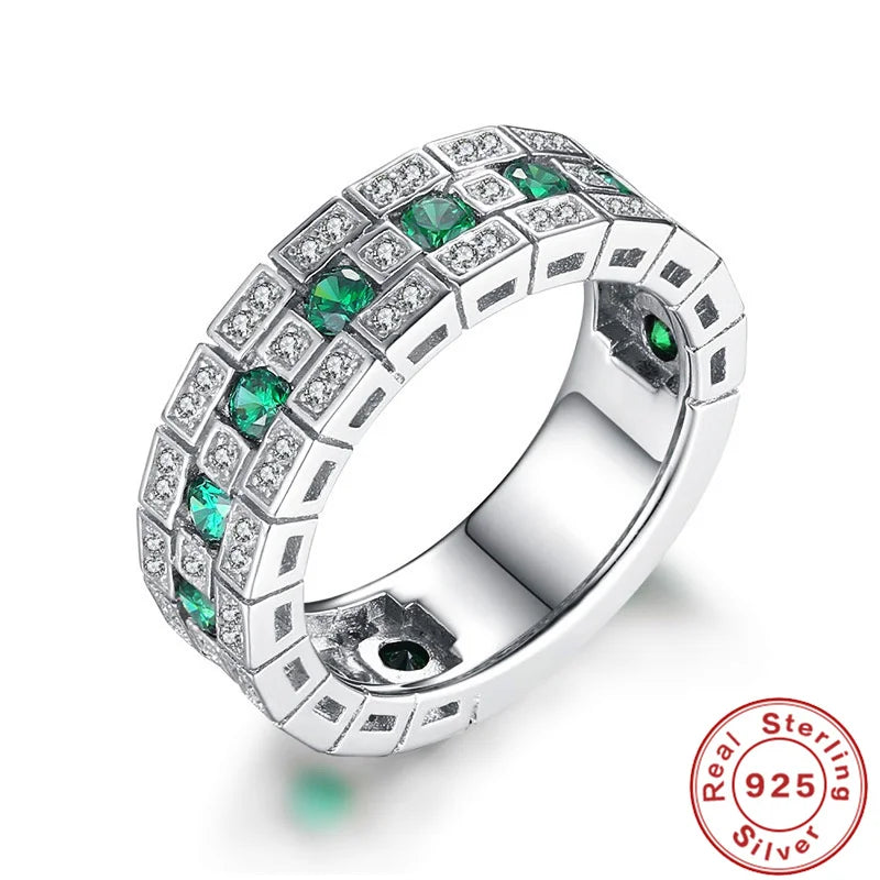 925 Sterling Silver Ring Set with Zircon Crystal Rings for Women's Glamour Jewelry Engagement Weddin