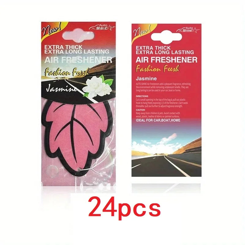 3-60pcs Car Air Freshener Natural Scented Tea Paper Auto Hanging Vanilla Perfume Fragr close-up view