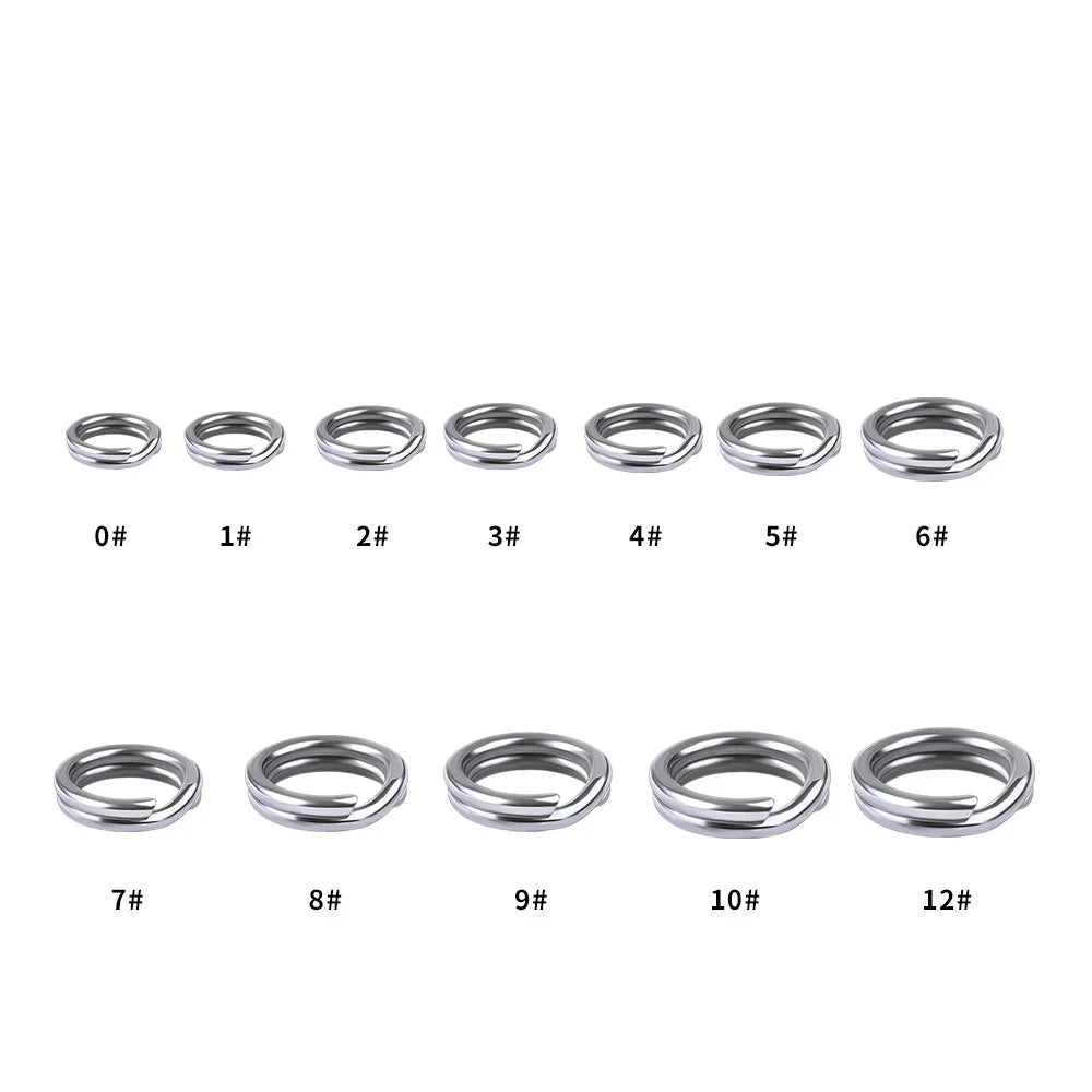 200/250Pcs Fishing Stainless Steel Split Rings 5 Sizes High Strength Large Tensile Force detail view
