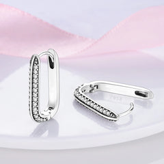 Original 925 Sterling Silver Women Hoop Earrings High Quality Shine Zircon U Shaped C alternate view