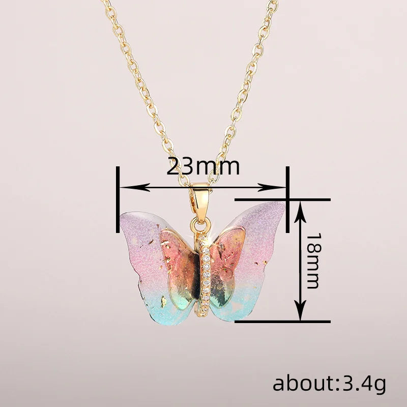 Huitan Butterfly Pendant Necklace for Women Fashion Party Daily Cute Animal Accessories detail view