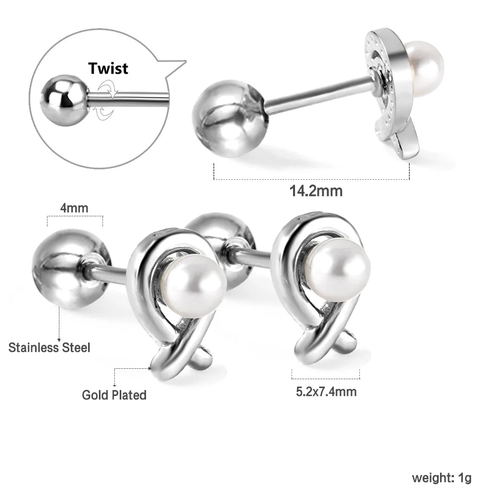 LUXUSTEEL Mini Cute Stainless Steel Stud Earrings Women Girls Heart Butterfly Rabbit H close-up view