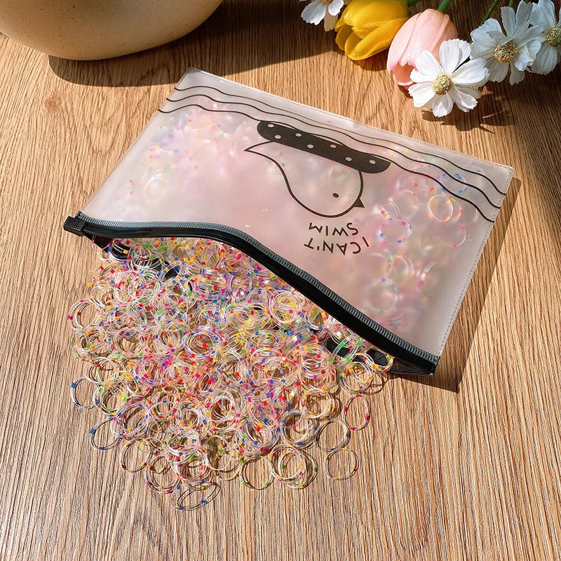 1000Pcs/set Fashion Colorful Rubber Elastic Hair Band Scrunchies For Kids Girls Party lifestyle view