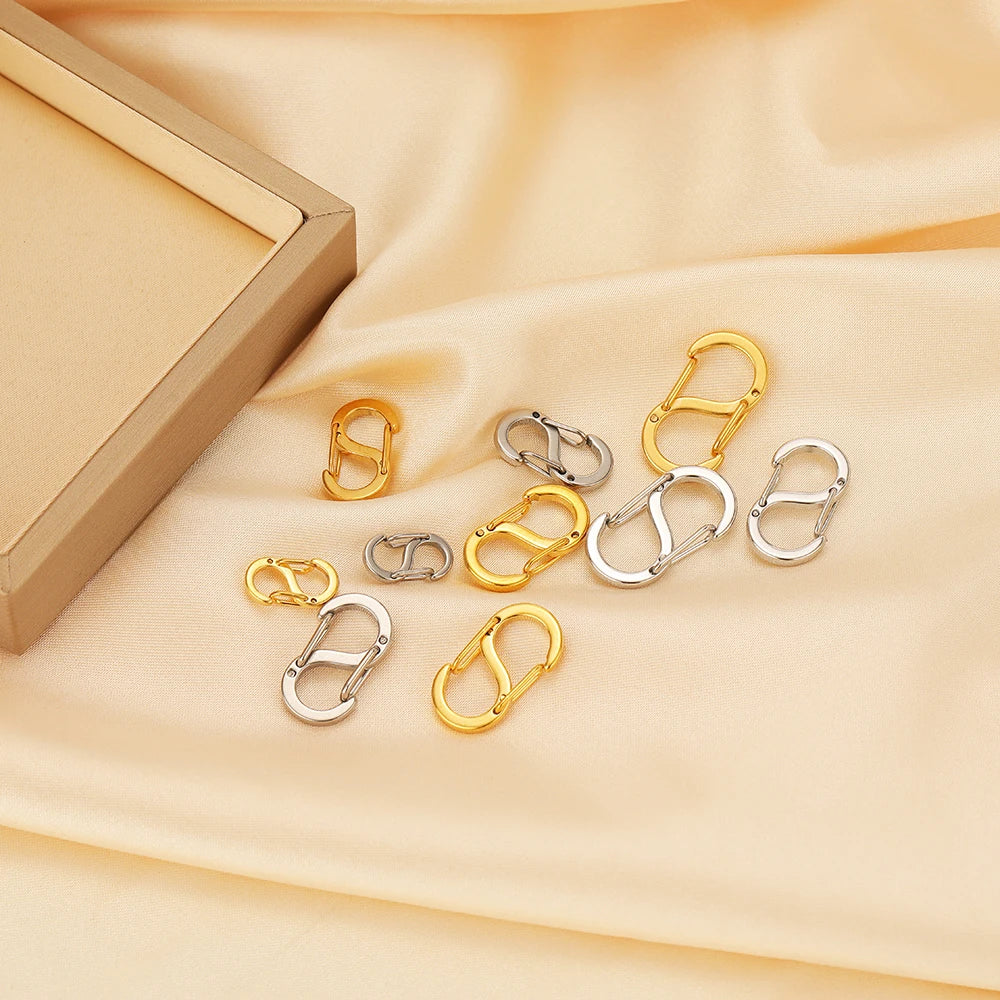 5Pcs Stainless Steel Chic Letter S Buckle 18k Gold Spring Lobster Clasps Necklace Hooks Bracelets Connectors DIY Jewelry Making
