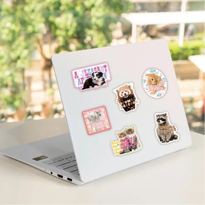 50pcs Cute Real Animal Sticker Set | Kawaii Scrapbook Decals for DIY Decor close-up view