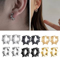 1Pair Punk Stainless Steel Spiky Thorn Stud Earrings For Women Men Ear Clips Funny Street Pop Hip Ho