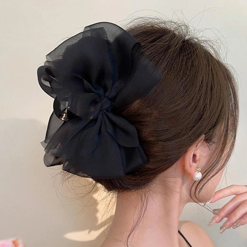 Mesh Bow Grip Clip Female Ponytail Braid Hair Clip Elegant Girl Hair Clip Hair Access alternate view