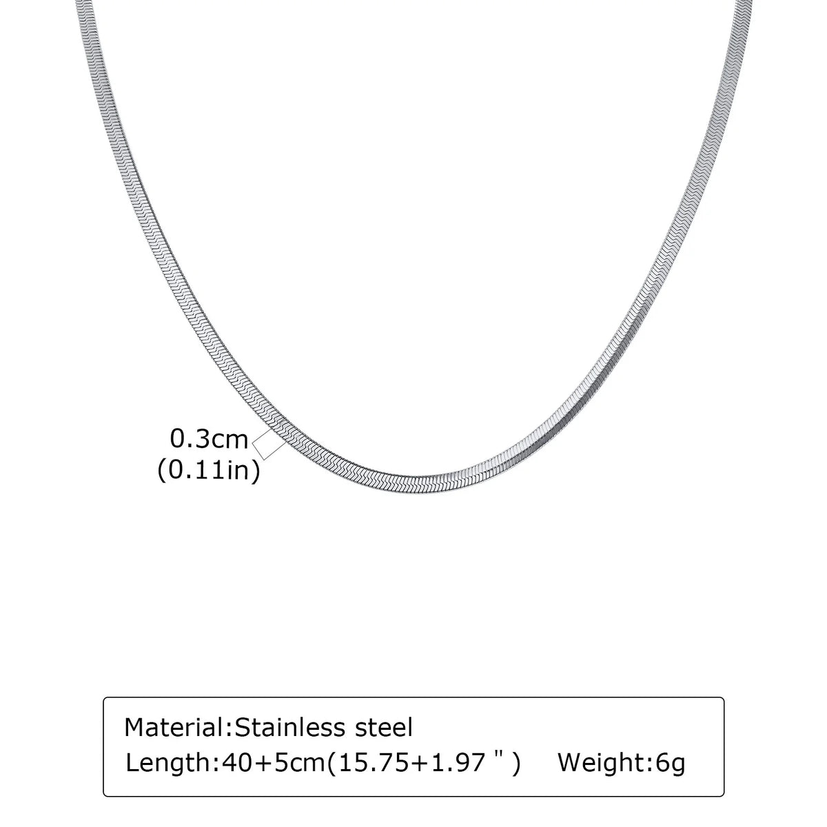 Stainless Steel Snake Chain Necklace for Women Men, Silver Color Herringbone Choker F alternate view
