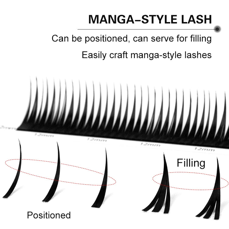 Winky Beauty 07 C/D Wet Eyelash Extension | Manga Wispy Spikes Lashes for Cosplay close-up view