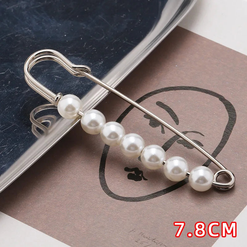 4/1PCS Heavy Duty Safety Pins Pearl Embellishment Brooch Pin Decorative Sweater Clips Safety Pins for Brooches Decorative Crafts