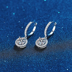 925 Sterling Silver 1 Carat Moissanite Round Earrings for Women Luxury Evening Style detail view