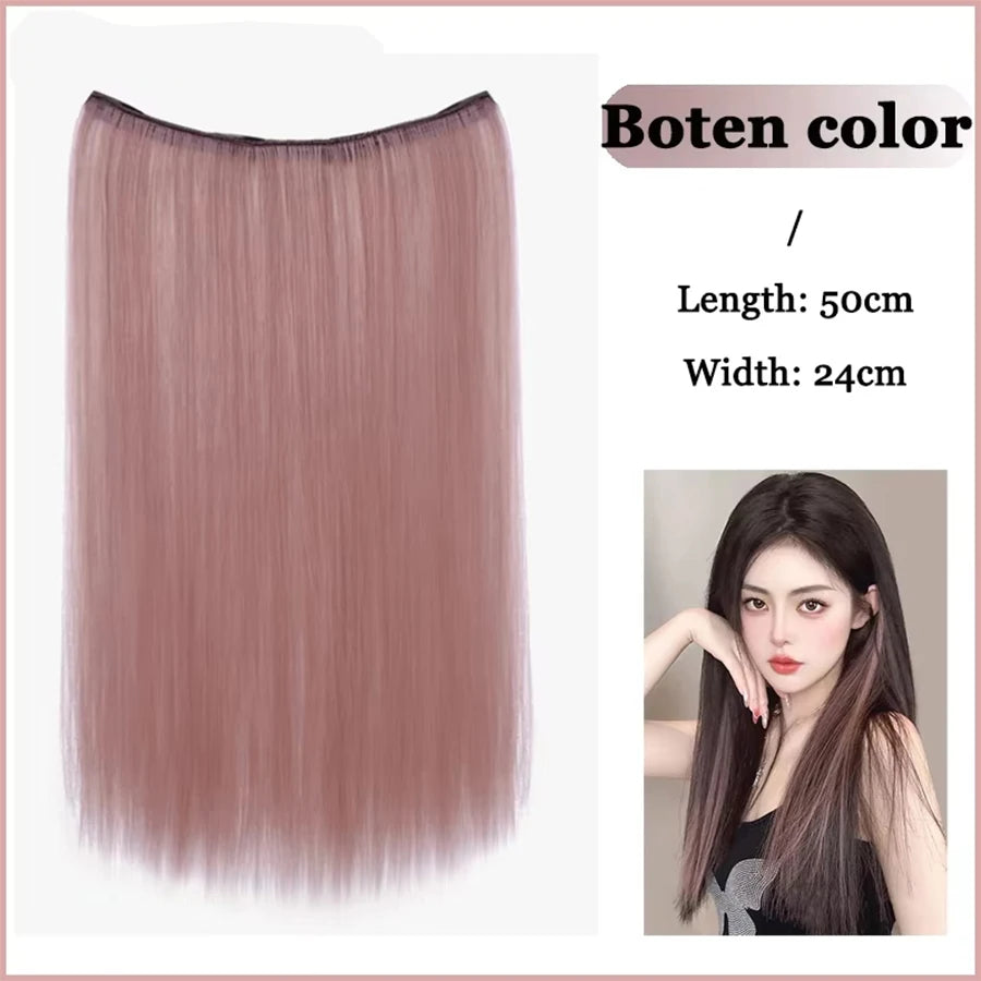 Synthetic Long Straight Clip In Hair Extension | 4 Clips Hidden Hair Piece Wig alternate view