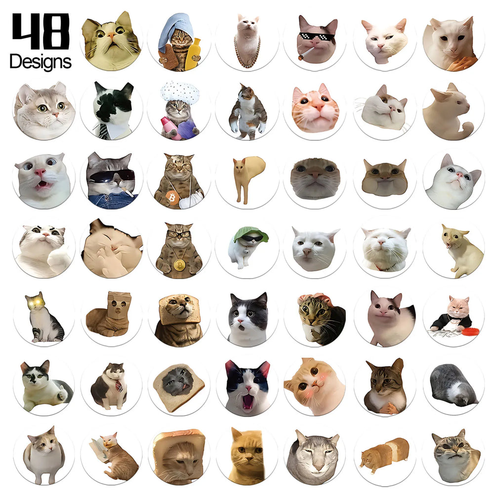 1Roll(500Pcs) Lovely Pet Cats Meme Stickers 2.5cm/1.0'' 48 Designs Decal Labels for Teac detail view