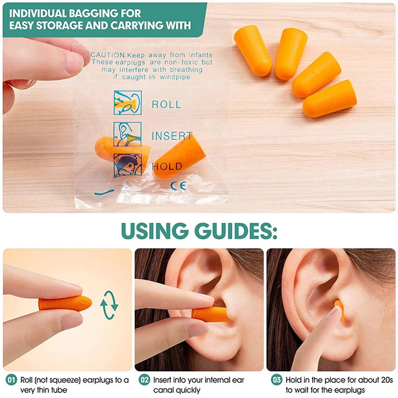 10 Pairs Soft Orange Foam Ear Plugs | Tapered Noise Reduction for Sleep and Travel lifestyle view