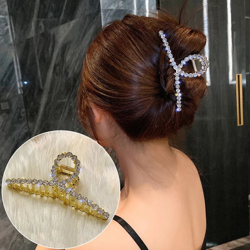 Metal Hair Clip Fashion Barrettes Korean Geometric Black Bow knot Hair Claw for Women Thick Thin Accessories Bath Crab Clamp
