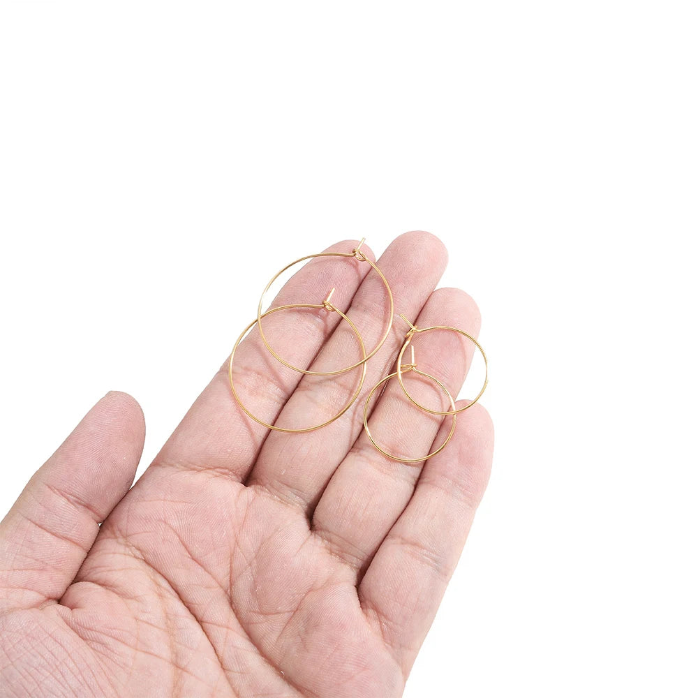 20-Piece Gold Stainless Steel Hoop Earring Wires | Bulk Jewelry Making Supplies close-up view