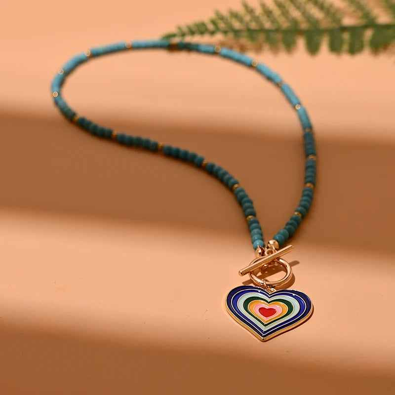 Colorful Stone Choker Necklace | Round Evil Charm Pendant for Women alternate view