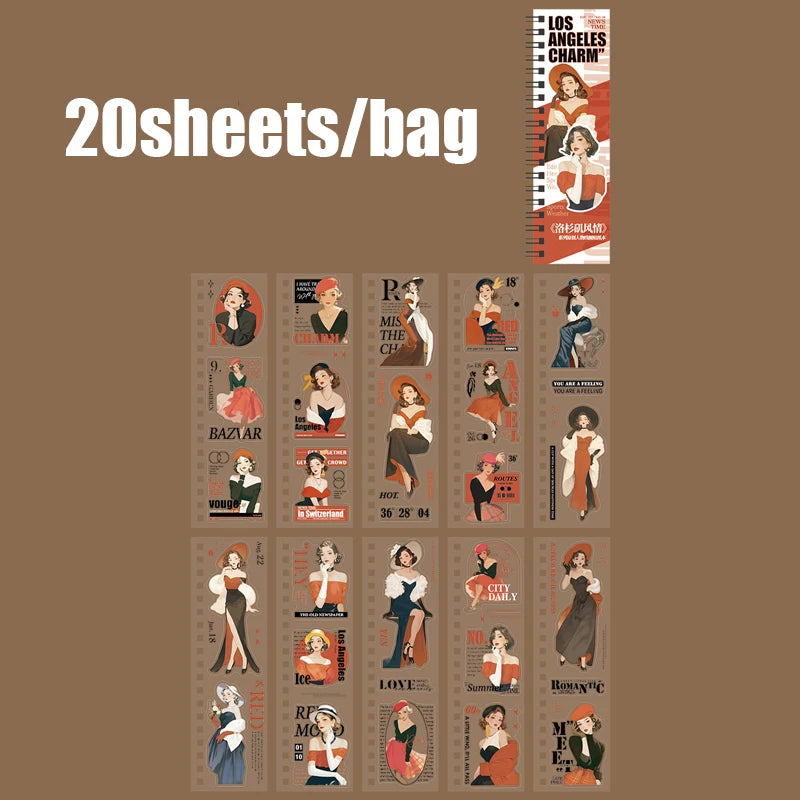 20pcs Character Die-Cut Sticker Set | Scrapbooking and DIY Craft Decor close-up view