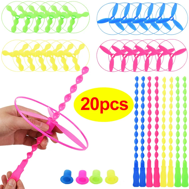 10/20pcs Colorful Bamboo Dragonfly Plastic Hand Push Flying Toys Kids Birthday Party alternate view