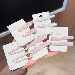 Simple Wave Oval Pink Seamless Hair Clip Women Acetate Bangs Duckbill Hairpins Styling Tool Gift Acc