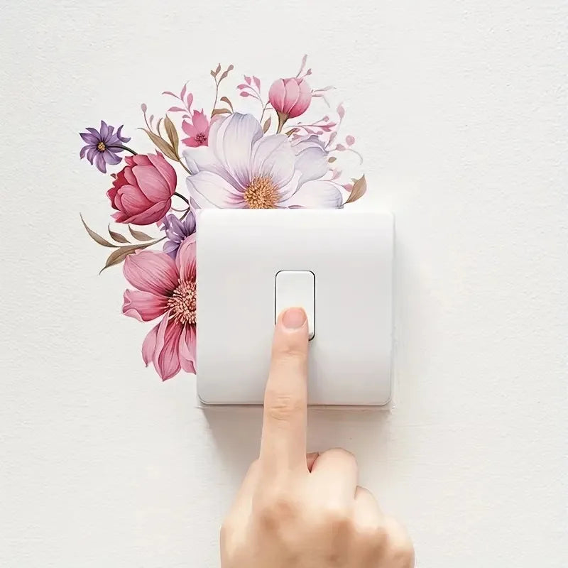 Flower Switch Sticker Decorative Wall Stickers | Waterproof Vinyl Wall Decor lifestyle view