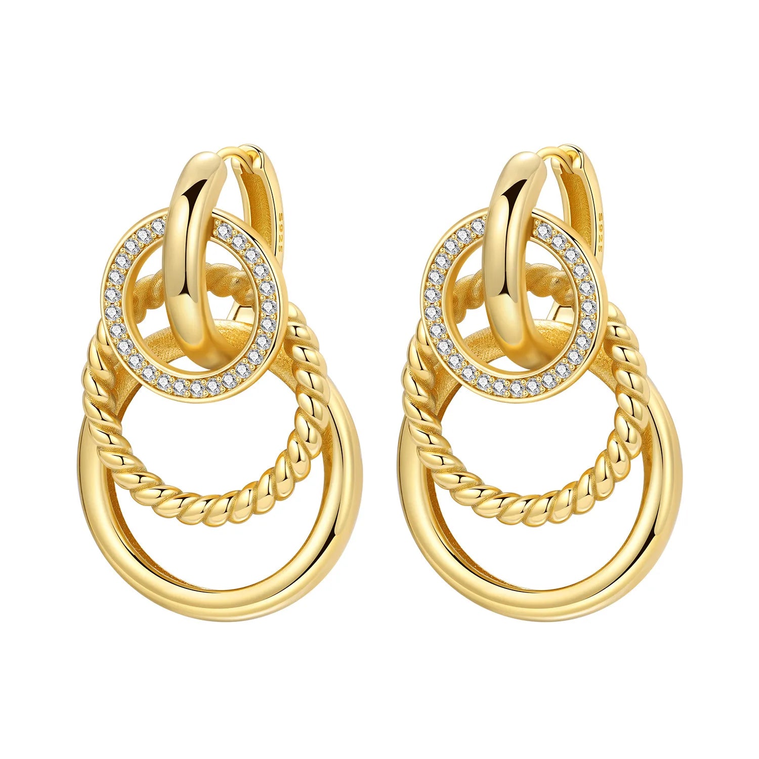 Original 925 Sterling Silver Planet Starlight Earrings Fashion 18K Gold Hoop Earring for detail view