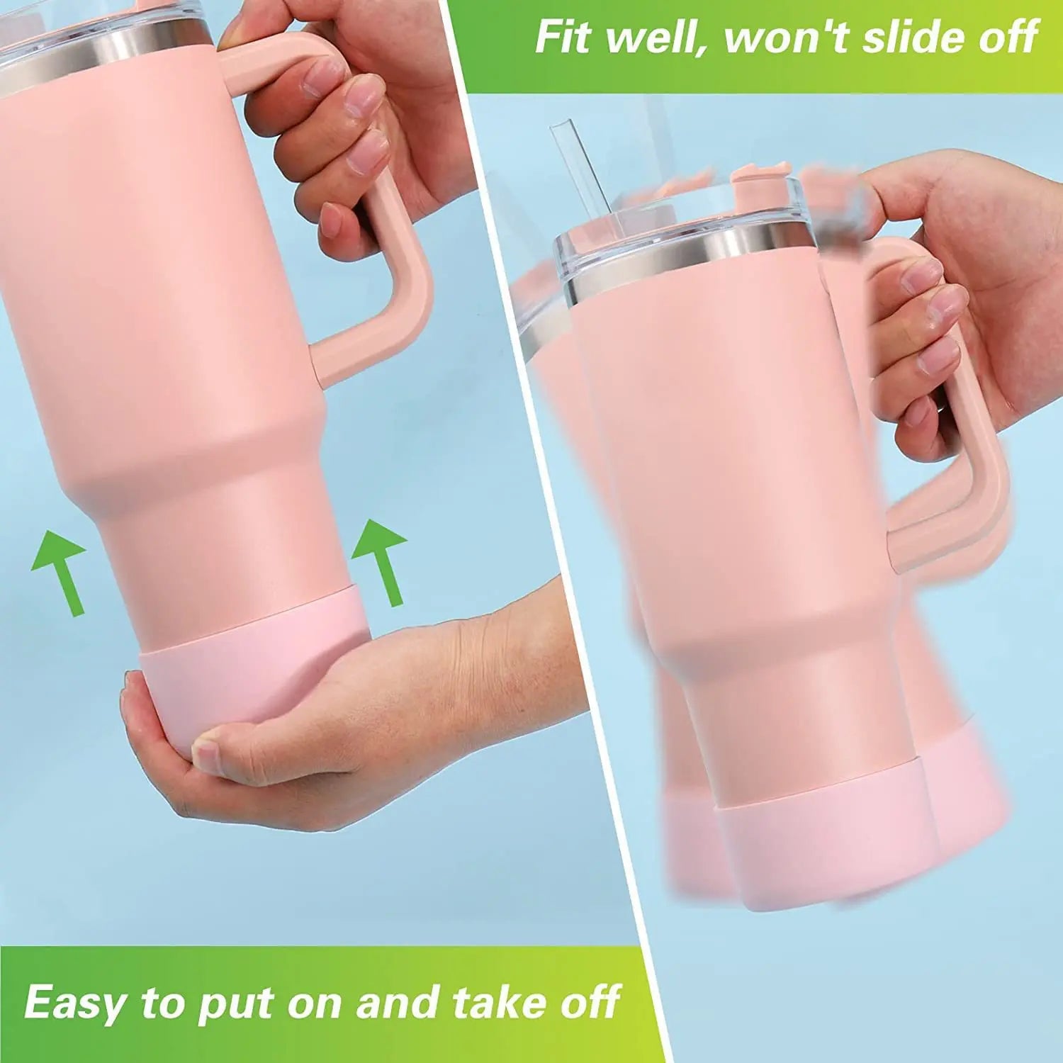 75mm Silicone Boot Bottom Sleeve Cover for Stanley 40oz Tumbler Quencher Adventure an lifestyle view