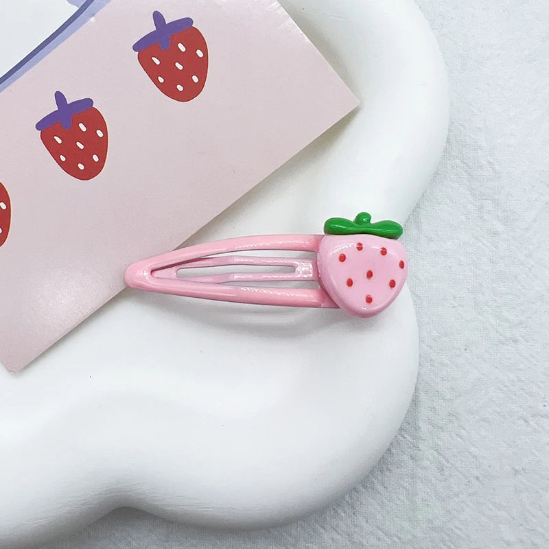 2 Pcs Cute Sweet Strawberry Hairpin Lovely Pink Hair Clips Girls Bangs Clips BB Sna additional angle