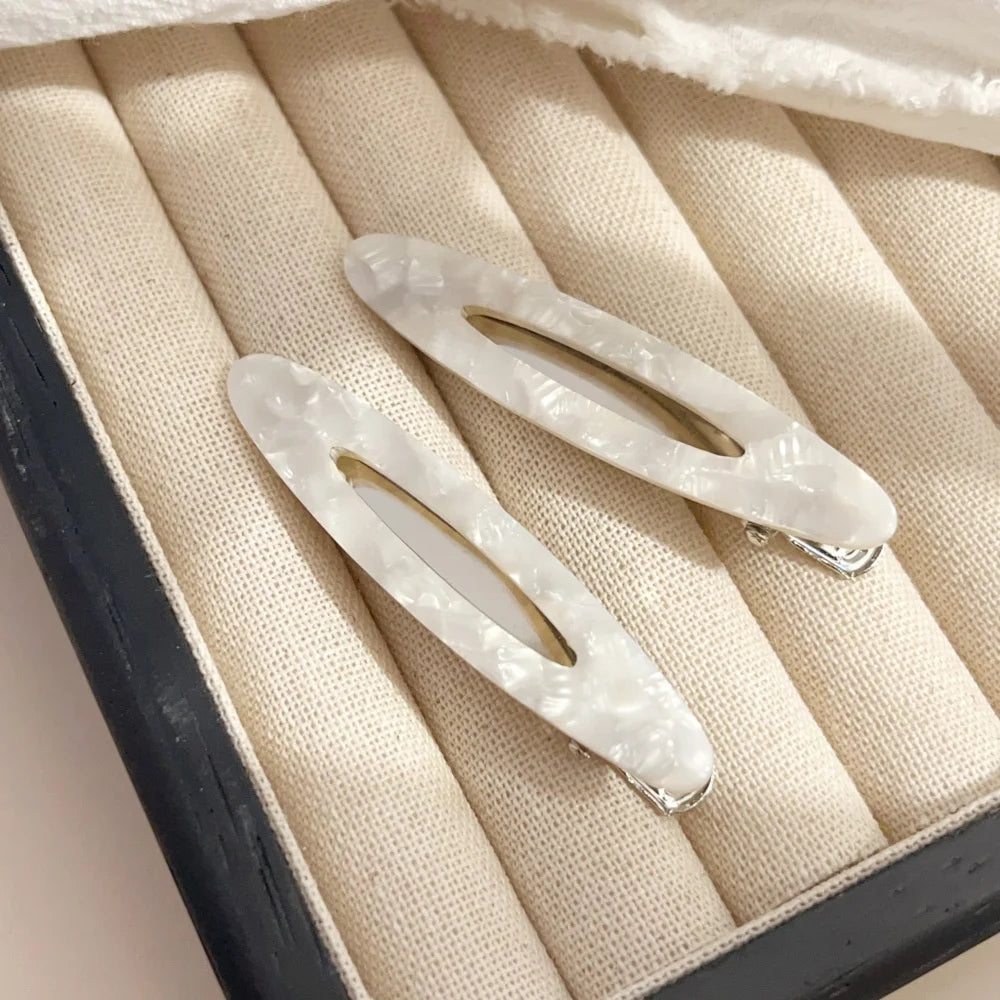 2pcs/Set Elegant Acetate Oval Hairpins Barrettes Korean Style Side Bobby Pins Bangs Ha close-up view
