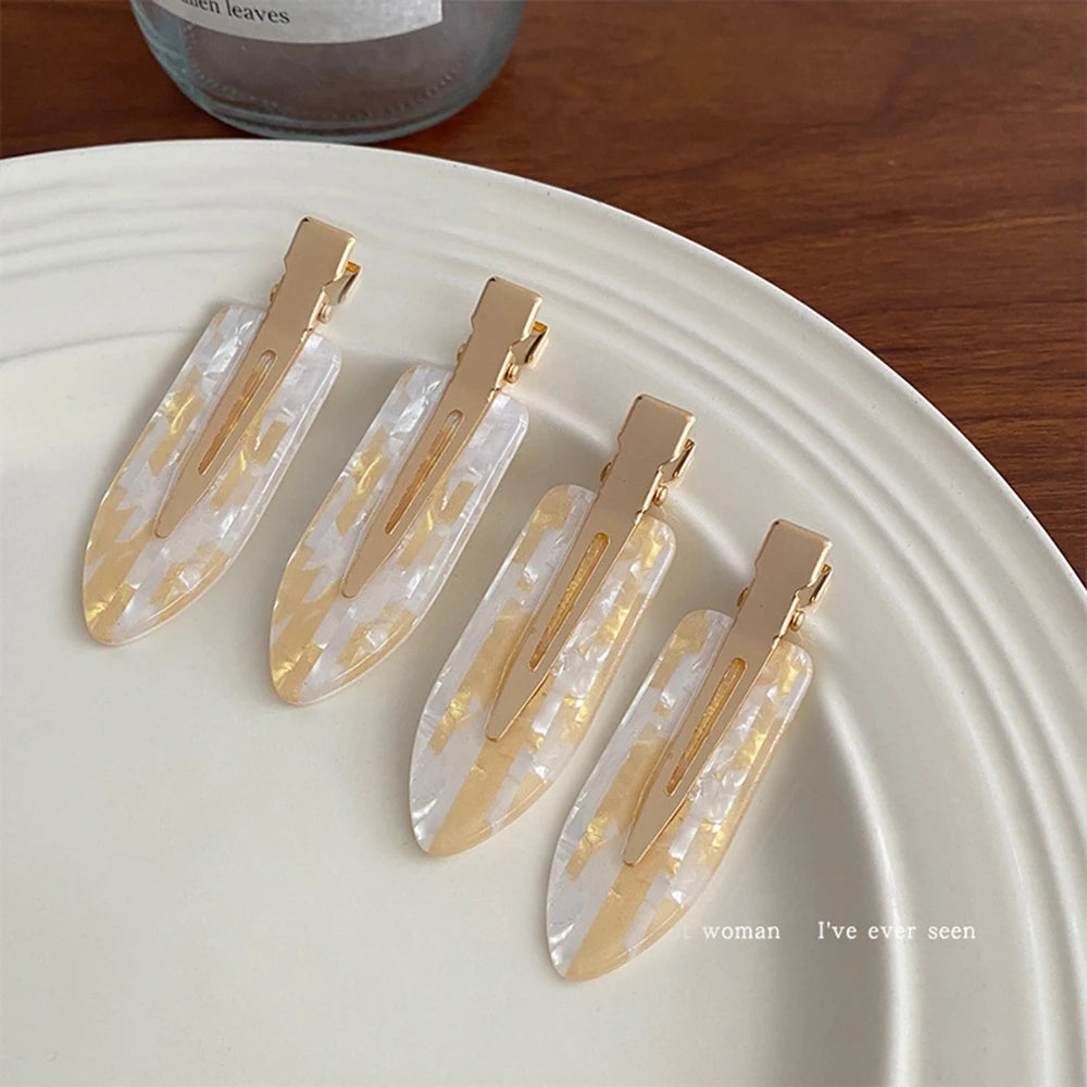 4pcs Simple Mixed Color Hair Clips Side No Trace Bangs Duckbill Clips Elegant Ladies lifestyle view